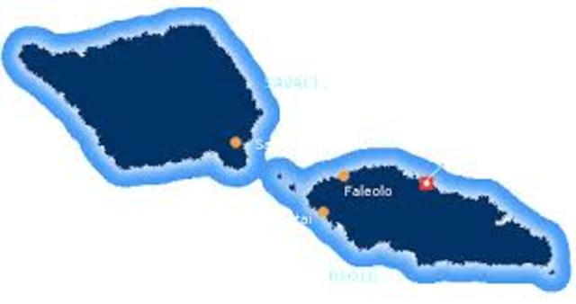 Samoa divided into two parts, owned by Germany and USA