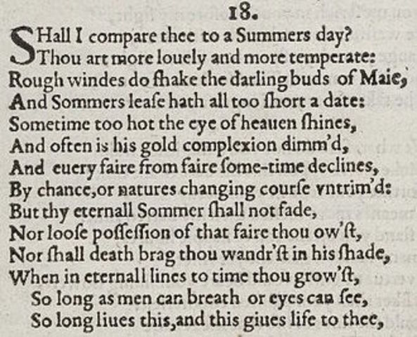 Sonnet 18: Shall I Compare Thee to a Summer's Day?  (Shakespeare)