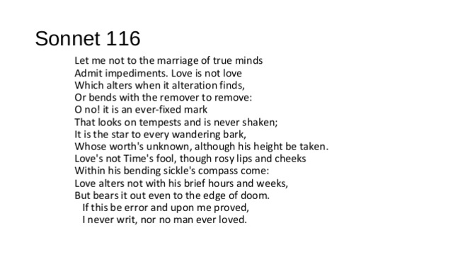 Sonnet 116: The Marriage of True Minds (Shakespeare)