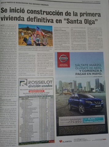 Se inició construcción de la primera vivienda definitiva en "Santa Olga"
