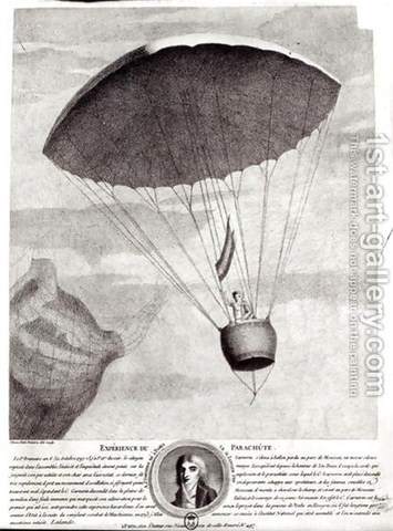 First emergency use of parachute by Jean Pierre Blanchard
