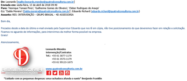 Cobrança do email 04/04 - 4D ASSESSORIA
