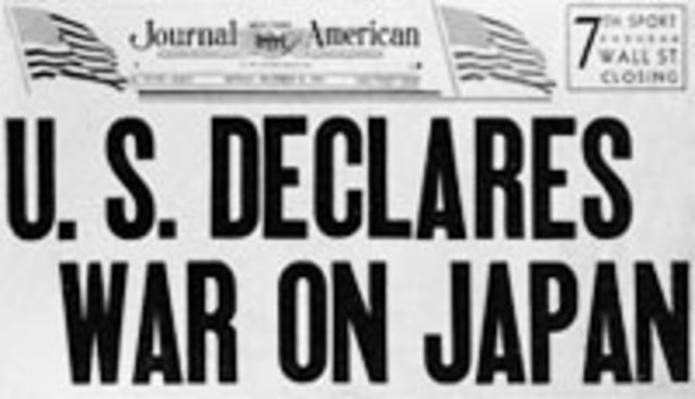 Britain and United States declare war on Japan