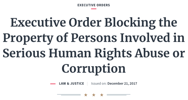 President Trump Freezes Assets of Corrupt People