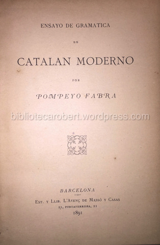 Publicació Ensayo de gramática del catalán moderno