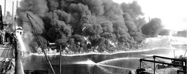 Cuyahoga River in Cleveland, Ohio, caught fire