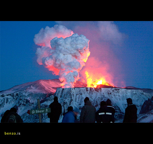 An explosion in the Eyjafjallajokull volcano