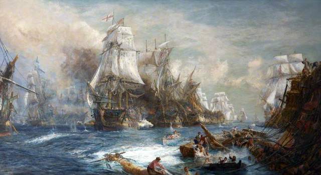 The French fleet is destroyed at the battle of trafalgar