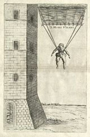 Fausto Veranzio designed, built and demonstrated his parachute
