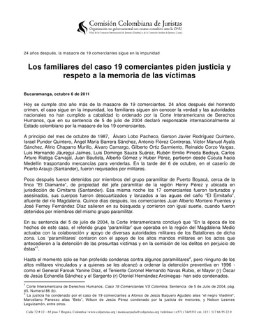 EL ESTADO COLOMBIANO ES DENUNCIADO ANTE LA COMISION INTERAMERICANA DE DERECHOS HUMANOS