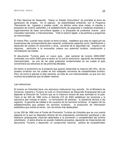 POLÍTICA PARA EL DESARROLLO DEL ECOTURISMO