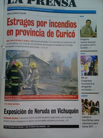 Estragos por incendios en provincia de Curicó