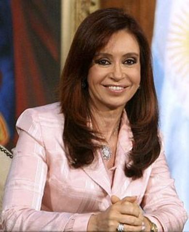 Cristina Fernández de Kirchner is elected Argentina's first woman president