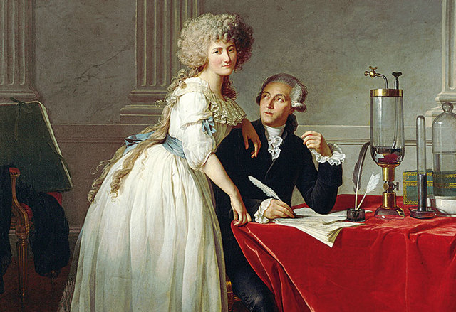 Marie Paulze y su esposo Antoine Lavoisier, por Jacques-Luois Davd.
