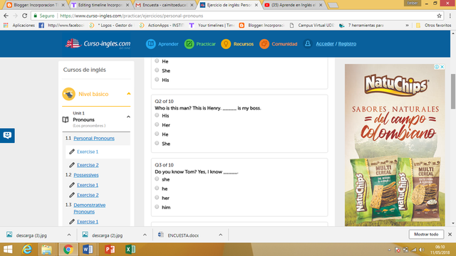 The personal pronouns test