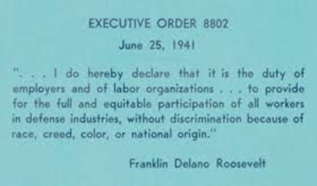 President Franklin D. Roosevelt signs Executive Order 8802 (U.S. 1)