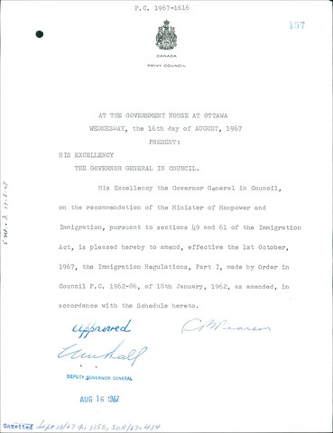 Canada’s Immigration Policy becomes “Colour Blind”