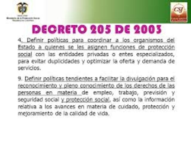 DECRETO 205 DE 2003