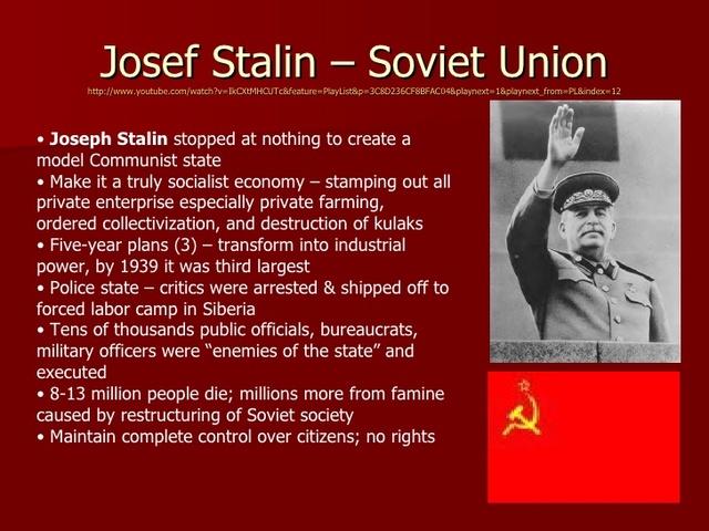 Joseph Stalin's totalitarian government in the Soviet Union