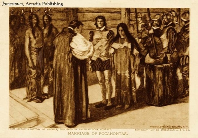 Pocahontas and John Rolfe marry.