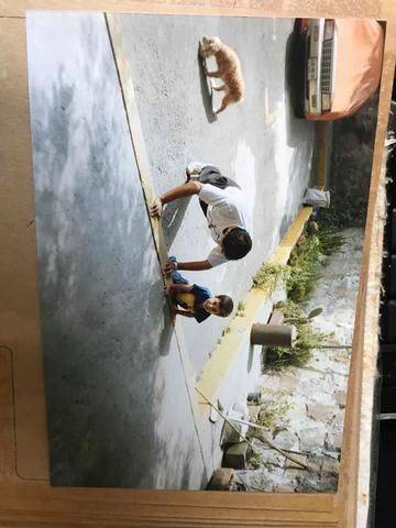 Haciendo ejercicio en Morelos con la familia materna a los 4