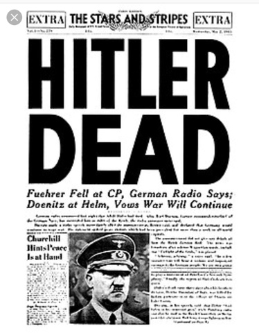 Roosevelt and Hitler die, Germany surrenders