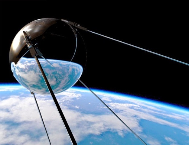 Se lanza al espacio el primer satélite artificial llamado Sputnik I de la mano de científicos rusos.
