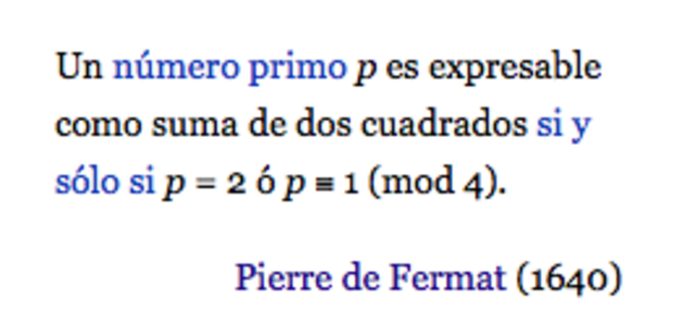 Teorema "de navidad" de Fermat