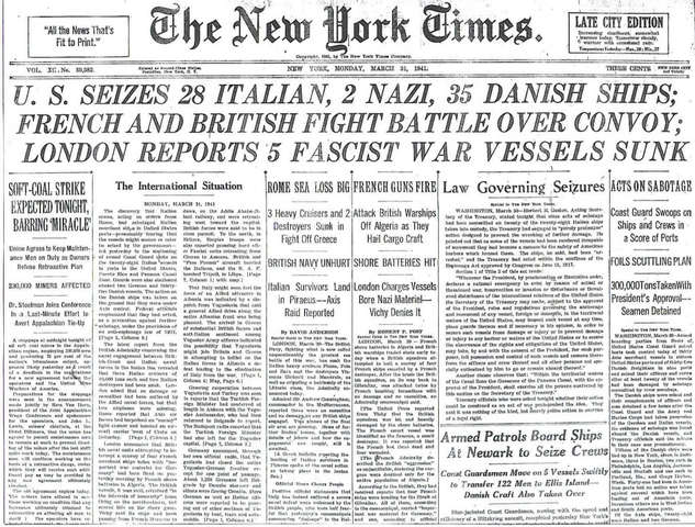 U.S. Seizes Axis Ships