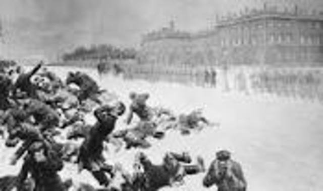 Bloody Sunday in St. Petersburg begins the 1905 Russian Revolution