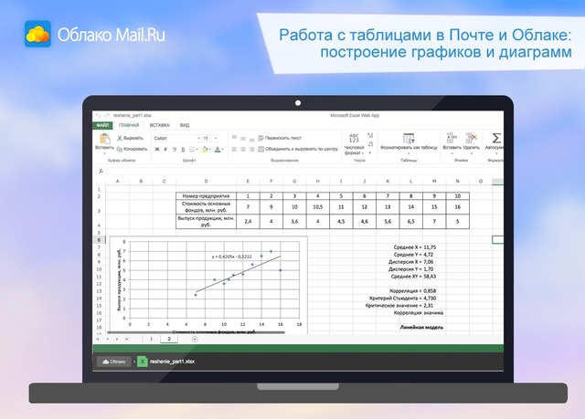 Возможность работать с таблицами и презентациями