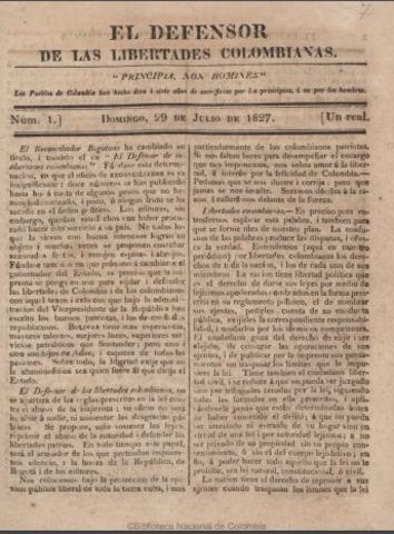 El Defensor de las Libertades Colombianas.