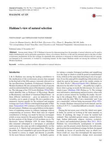 Haldane publica un article.