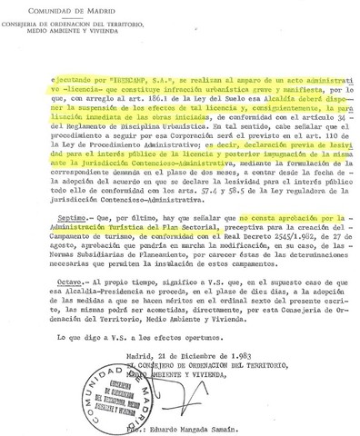 Paralización de obras CAM y suspensión de licencia de obras