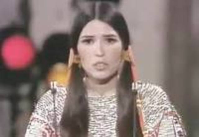 Sacheen Littlefeather makes a speech at the Academy Awards for Marlon Brando.