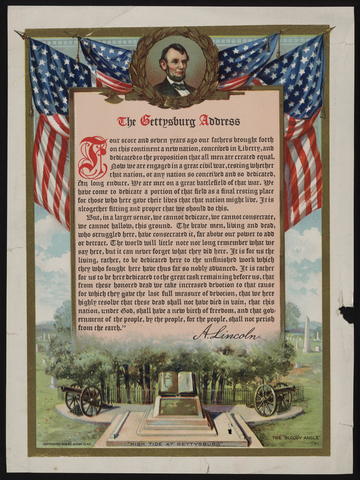 Abraham Lincoln gives the Gettysburg Address