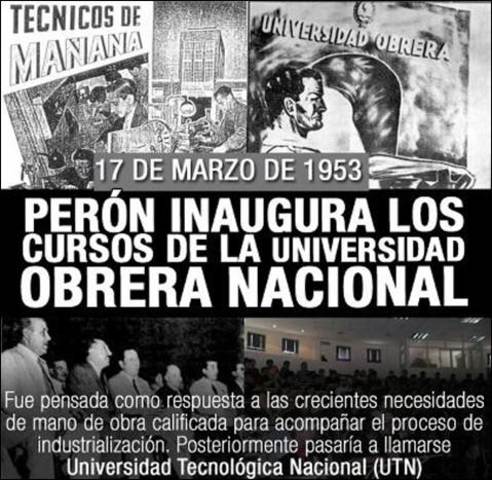 Comienzan los cursos de la Universidad Obrera Nacional por Peron