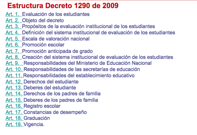 CURRICULO EN COLOMBIA Decreto 1290 del 2009