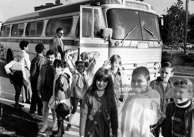 African American children bused into Predominately white schools