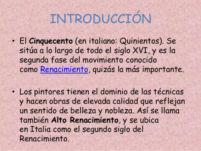 Itroducción del Cinquecento