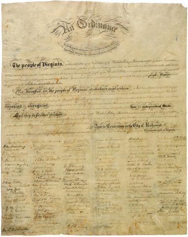 Virginia Secedes from the Union