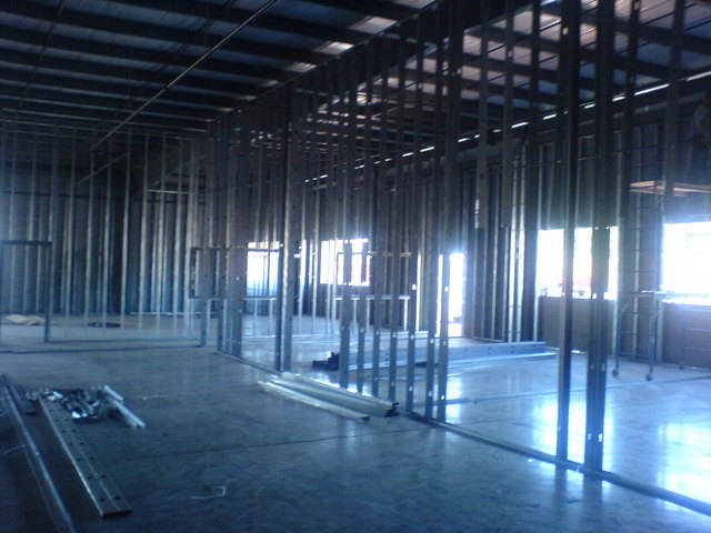Interior wall framework goes up