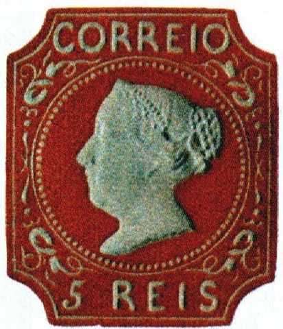 1º selo postal adesivo