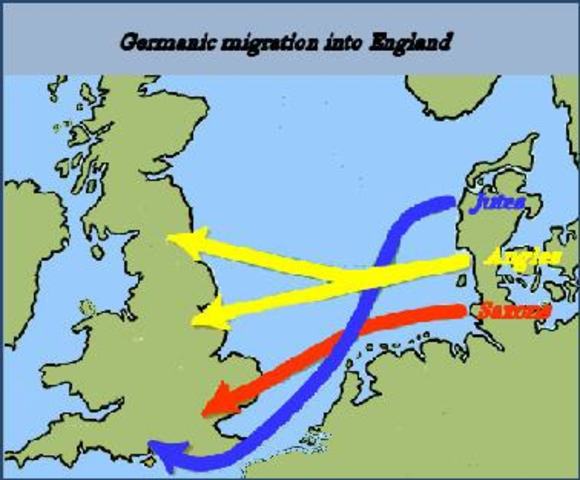 Angles, Saxons, Jutes and Frisians began to occupy Great Britain.
