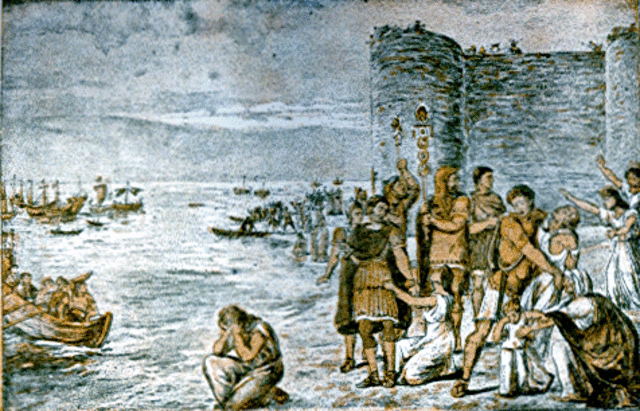 The first landing of the Saxons.