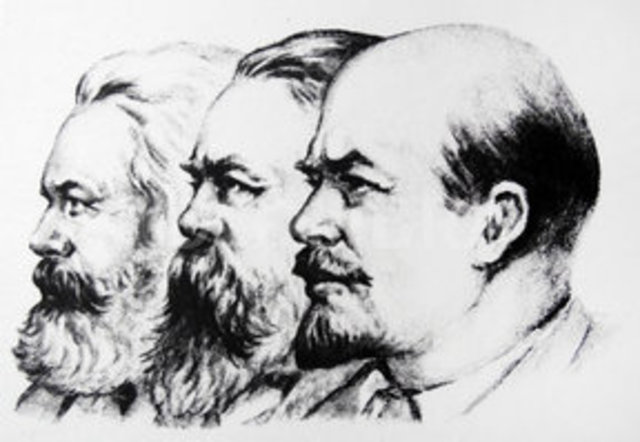 Carlos Marx, Federico Engels, y Lenii