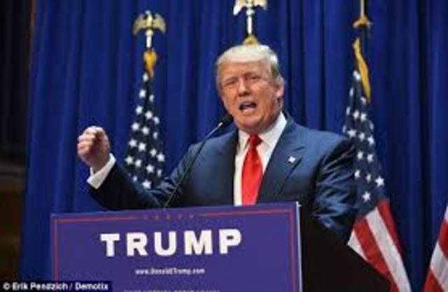 Candidato Trump promete la construcción de un gran muro fronterizo entre los Estados Unidos y México,  y el fin del (TLCAN).