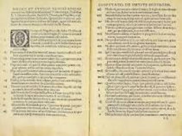 Luther rejects the indulgences and publishes the 95 theses against them