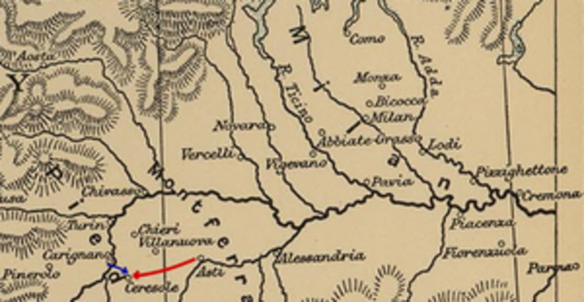 Francia derrota a un ejércitogermano-español en la batalla de Cerisoles.