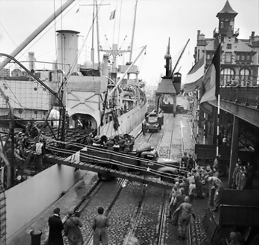 First convoy ships arrived at Antwerp